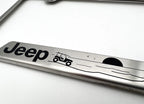 Brushed Stainless License Plate Frame with Jeep Script for Jeep Wrangler (2007–2023)