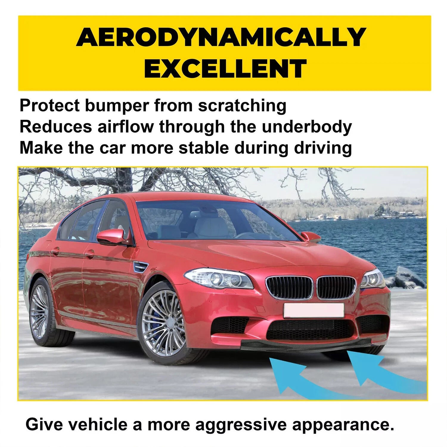 R Style Front Bumper Chin Lip Splitter for BMW F10 M5 (2012–2017)
