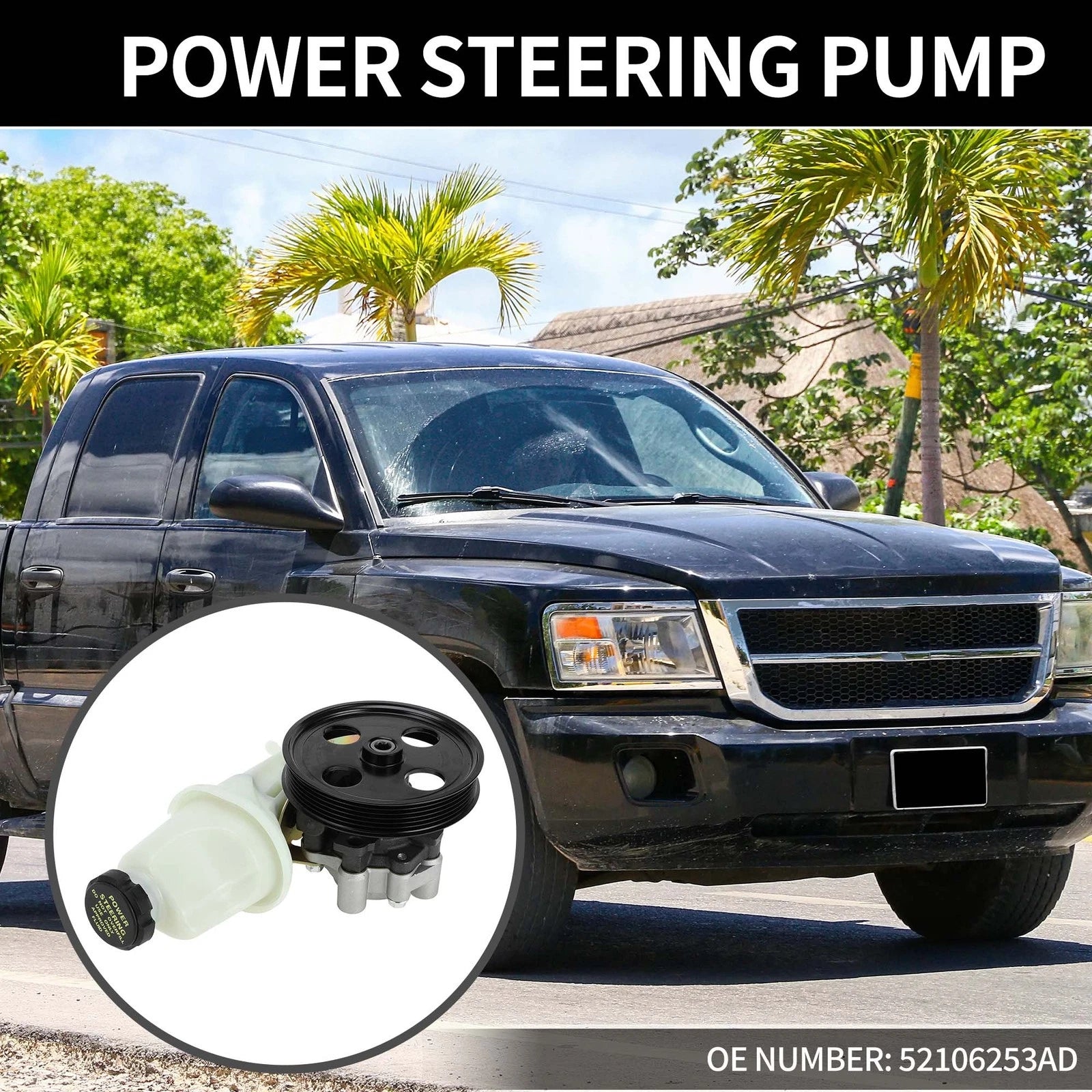 Power Steering Pump with Pulley No. 52106253AD for Dodge Dakota Durango (2001–2004)