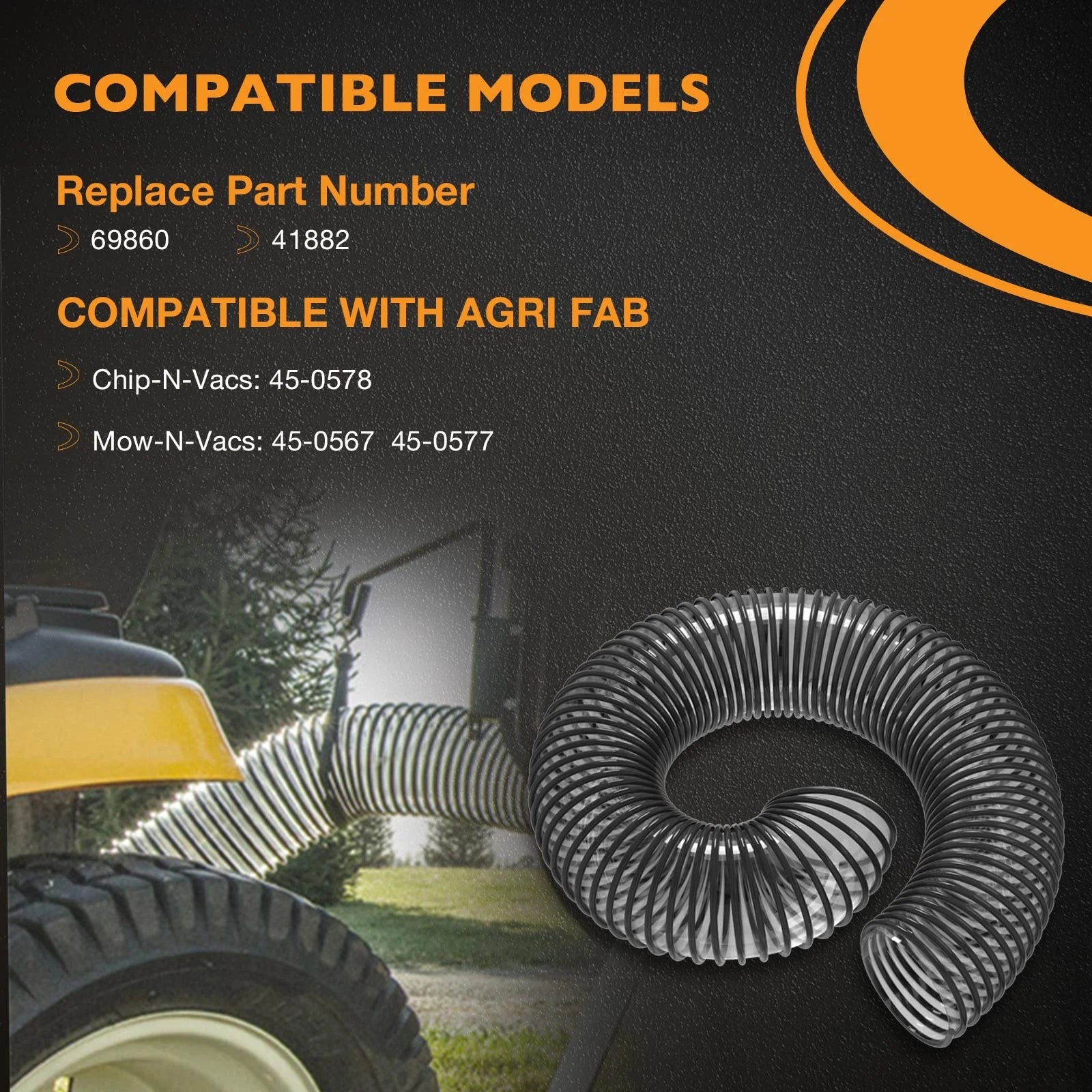 6" x 84" Lawn Vacuum Hose w/ Clamps for Agri-Fab Mow-N-Vacs (Fits 69860)