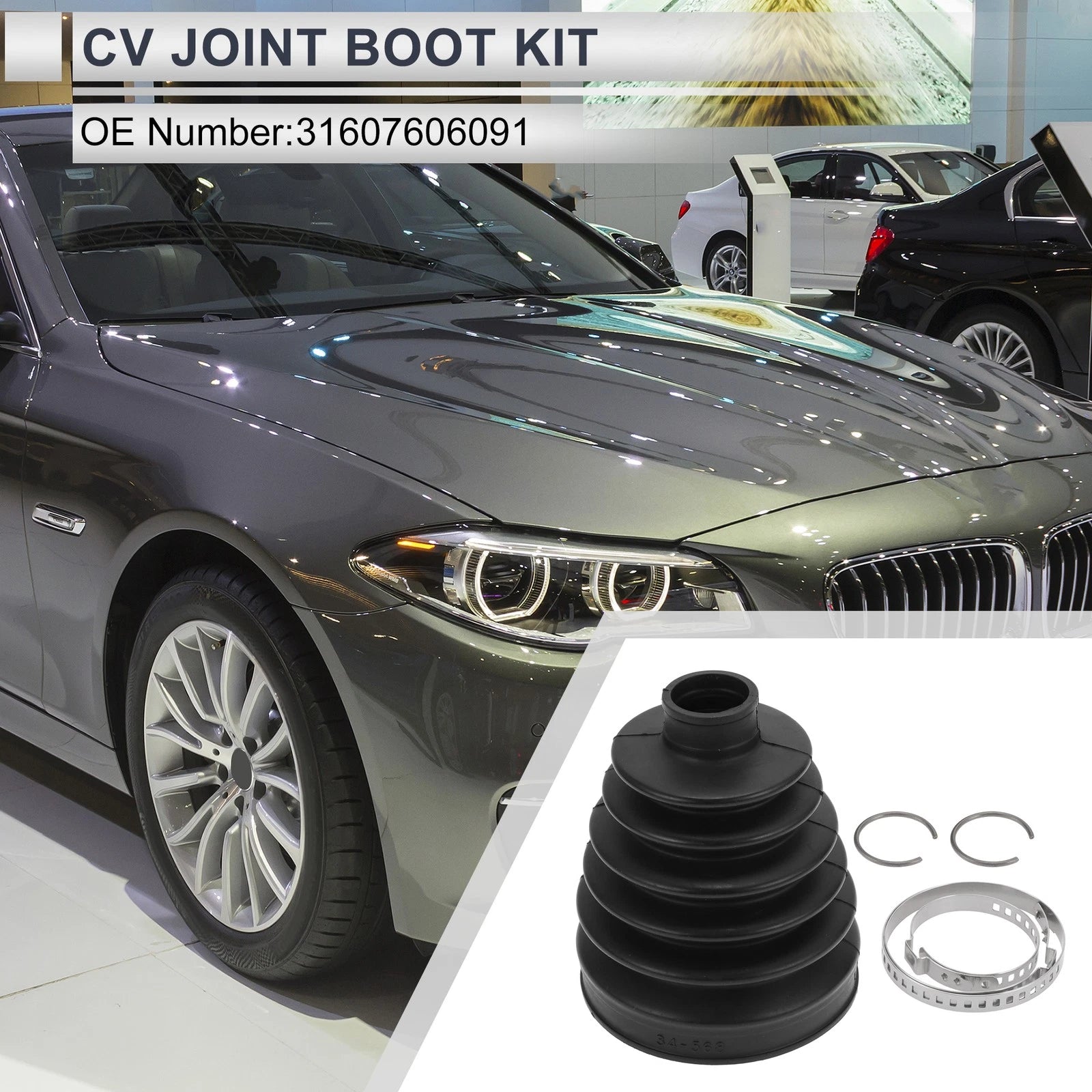 Outer CV Joint Boot Kit with Clamps for BMW 528i (2011–2016) 31607606091