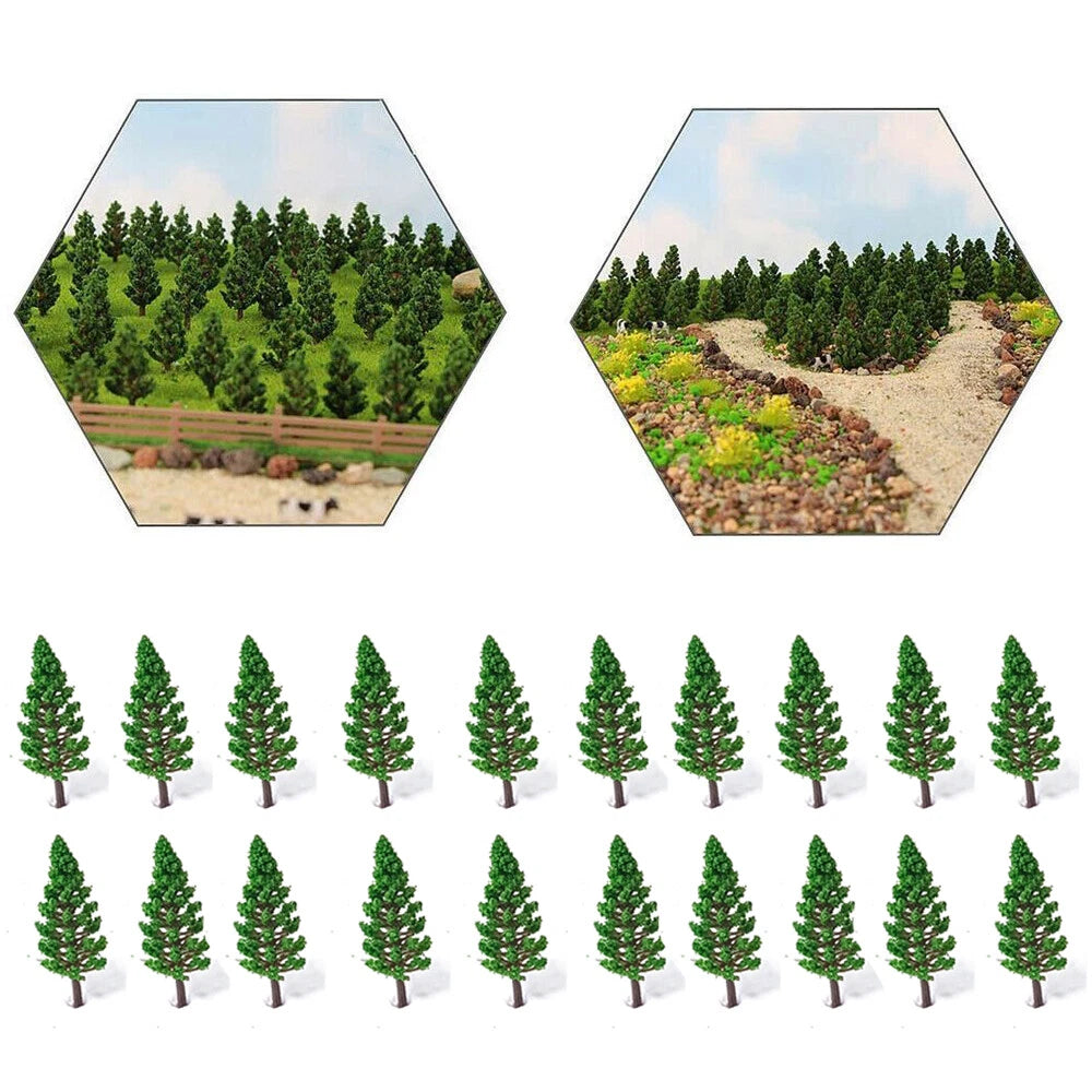 50pcs 1.88" Pine Trees for Railroad Landscape Scenery
