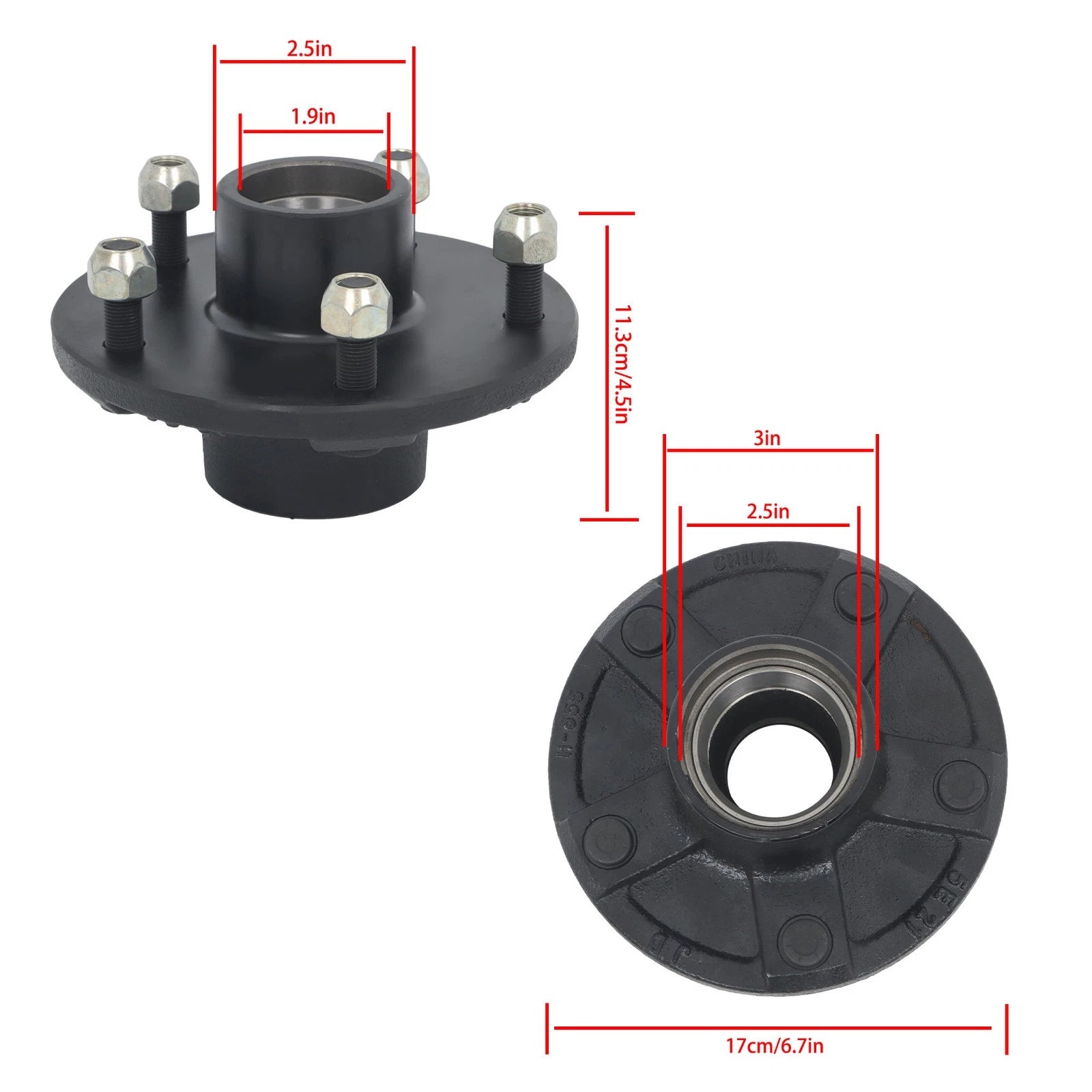 Idler Hub for Utility Boat Trailer 5 Lug 5 on 5.5" Bolt Circle (3500 lbs)