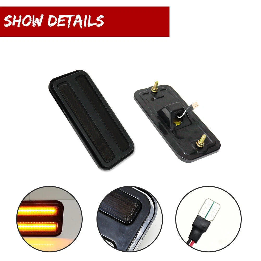 2X Smoked Lens Amber LED Front Side Marker Lights for Pontiac Firebird (1970–1981)