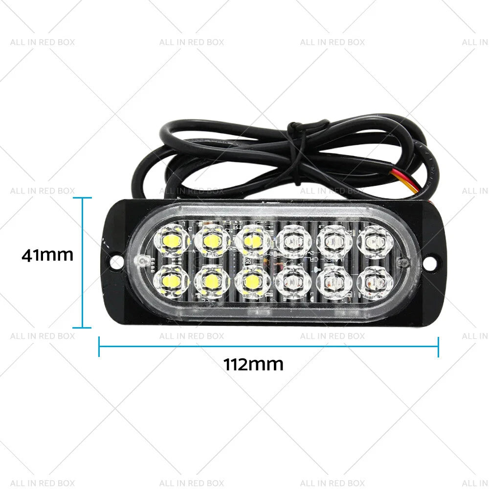 10X Amber White LED Strobe Light for Car Truck SUV (12V 24V)