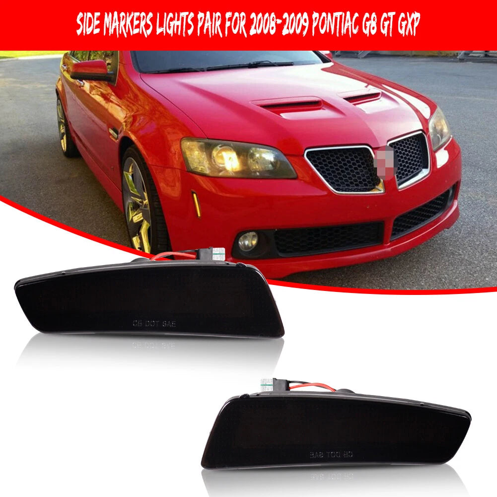2X Smoke LED Front Bumper Side Marker Lights for Pontiac G8 (2008–2009)