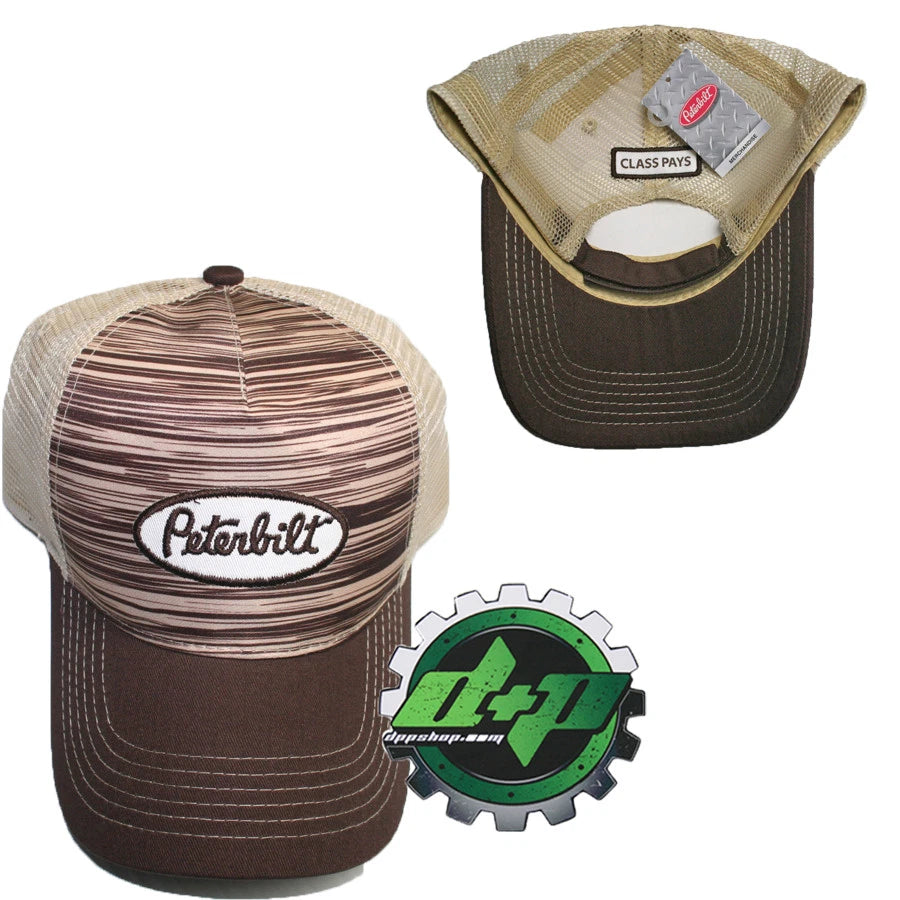 Wood Grain Mesh Hat for Peterbilt Trucks (Trucker Cap)