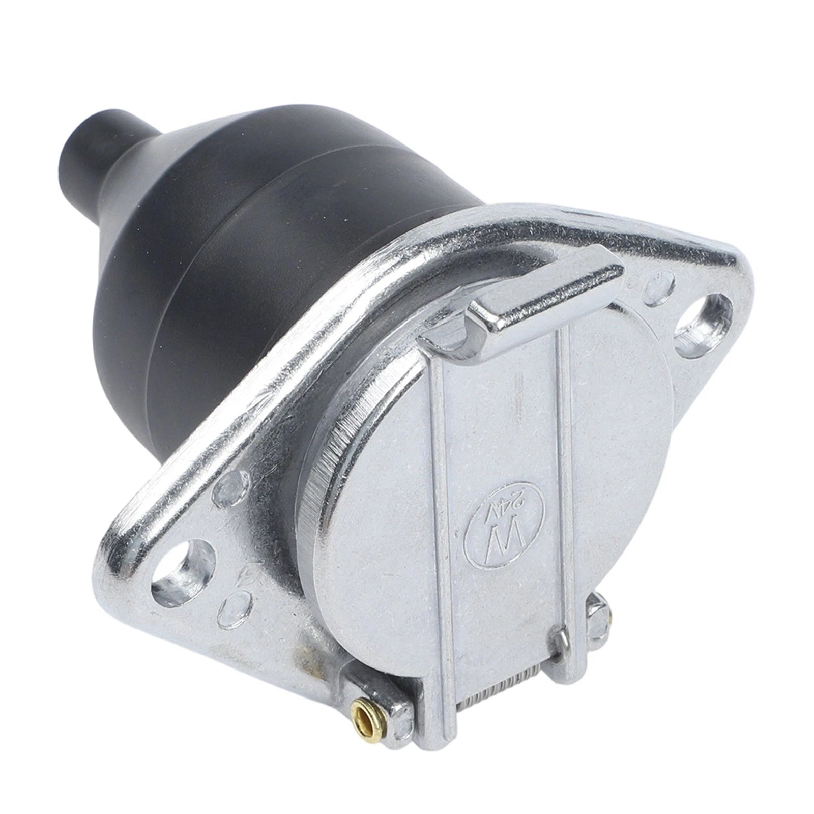 7 Pin Trailer Connector for 24V Vehicles (Plastic, Black/Silver Brass Pins)