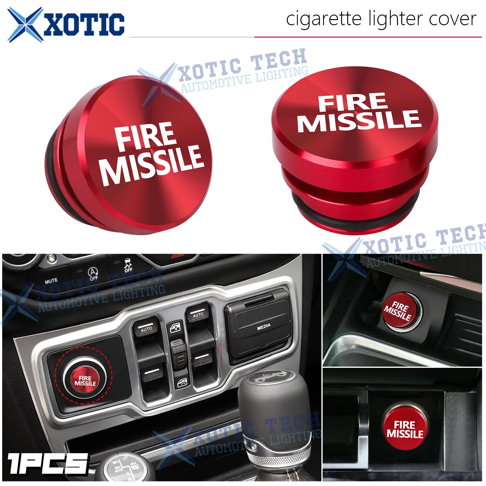 Aluminum Fire Missile Button Cigarette Lighter Cover for Car (—)
