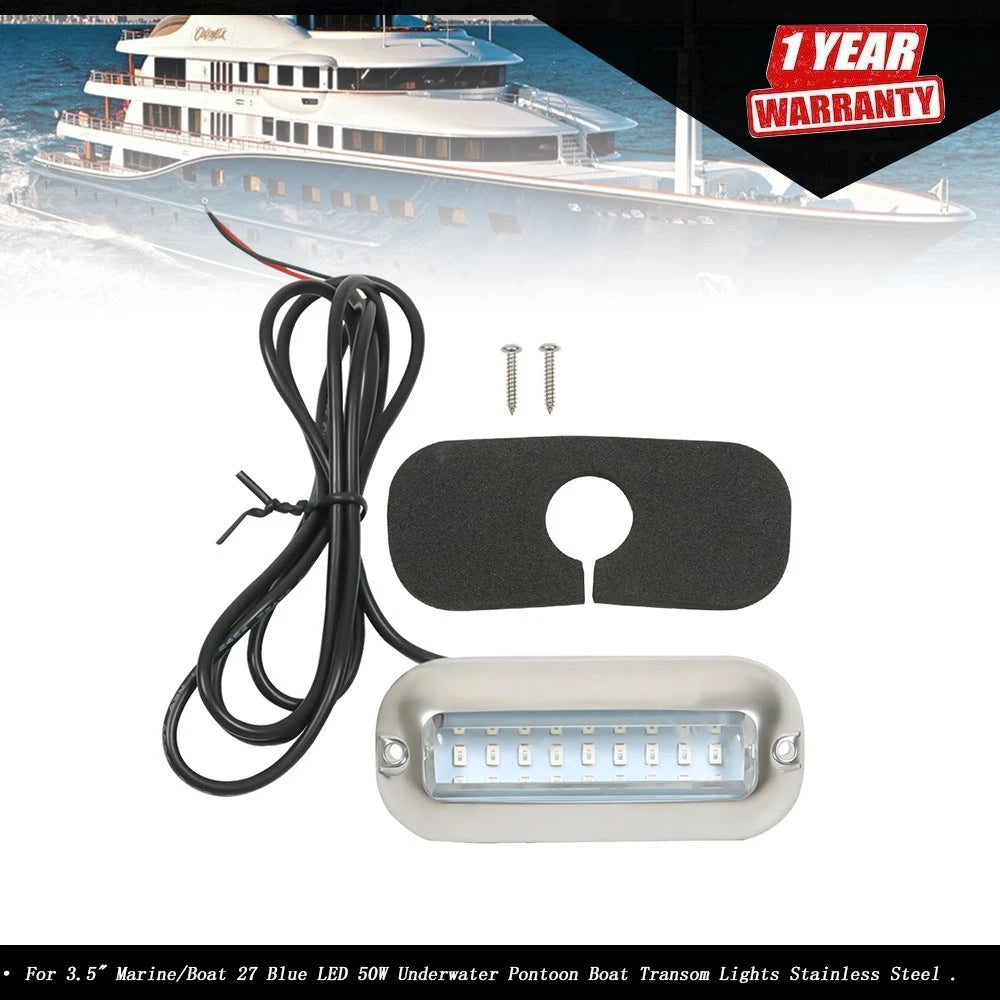 27 Blue LED Underwater Lights for Marine Boat Transom (Pontoon)