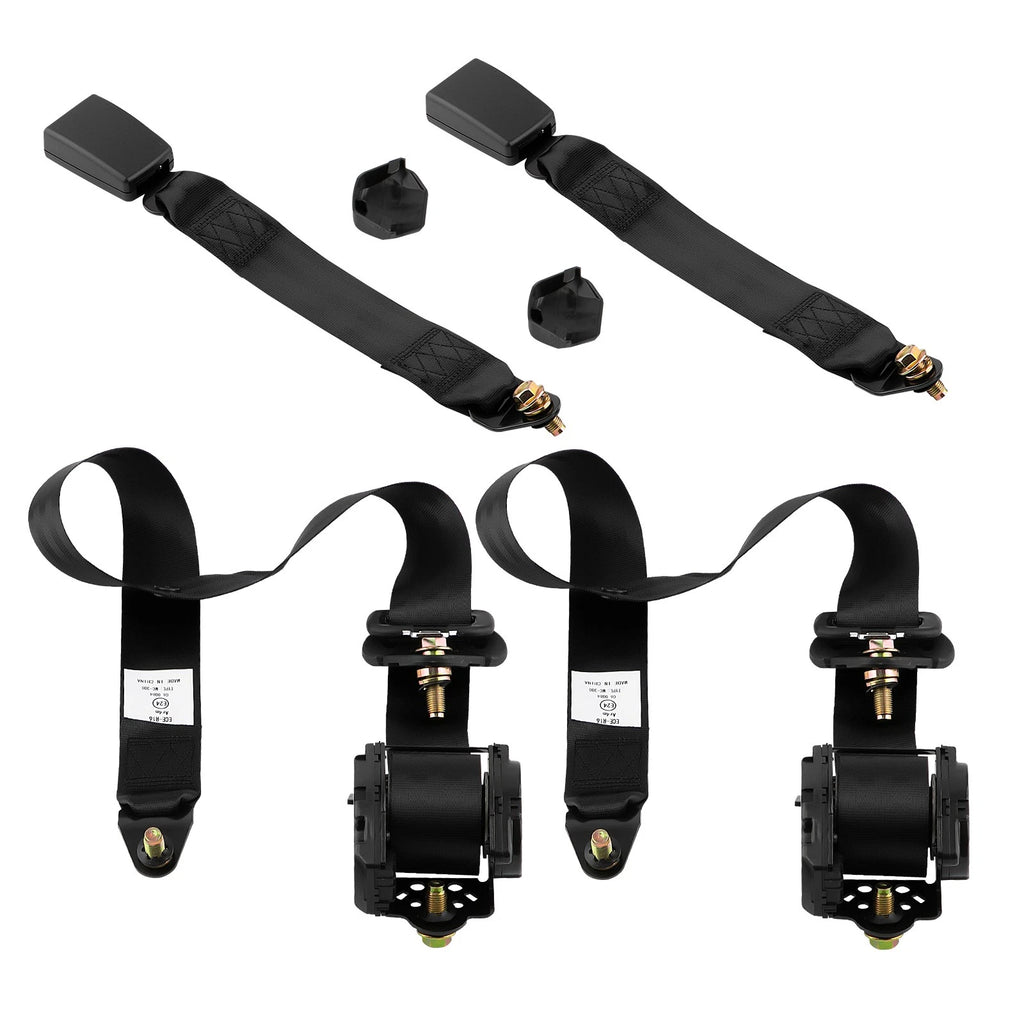 2Pcs Retractable 3 Point Seat Belt Harness for Universal Vehicles