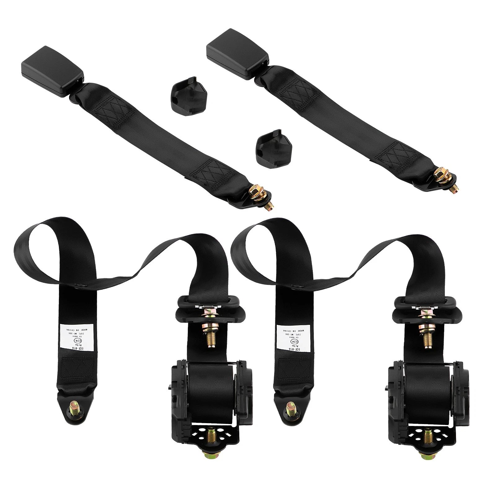 2Pcs Retractable 3 Point Seat Belt Harness for Universal Vehicles