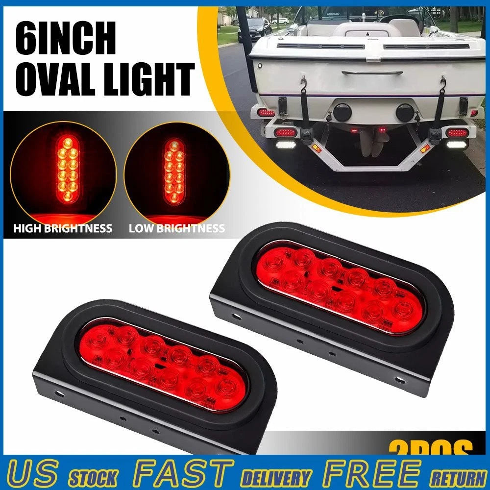 6 Inch Oval Trailer Tail Light for Universal Fit (LED, Flush Mount)
