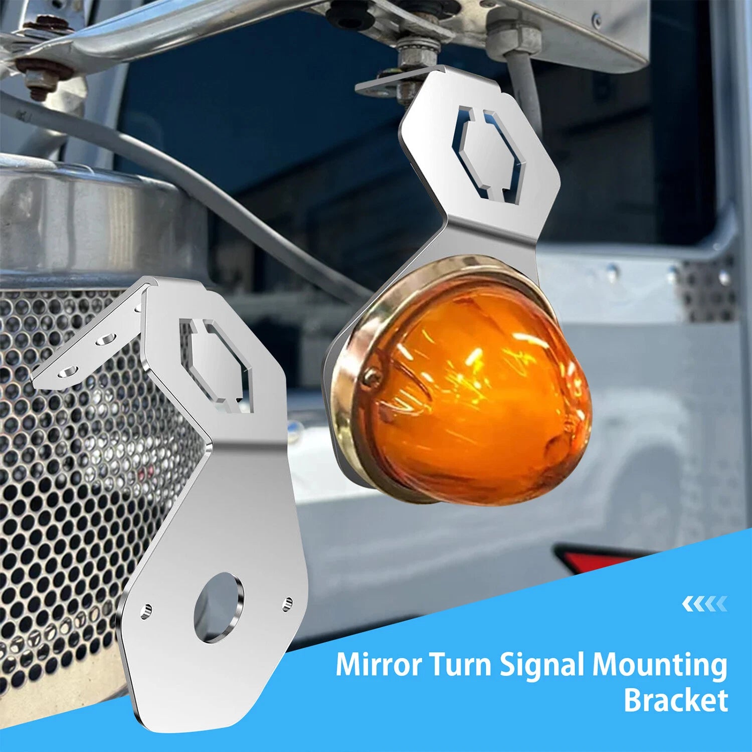 Set of 2 Stainless Mirror Turn Signal Angled Brackets for Watermelon Lights