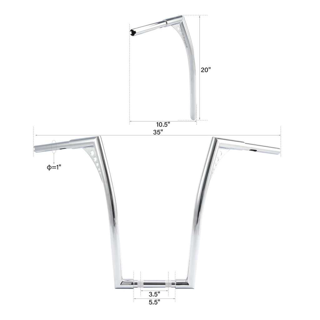 20" Fat 1-1/4" Rise Handlebar for Harley Davidson FLST FXST Dyna Touring