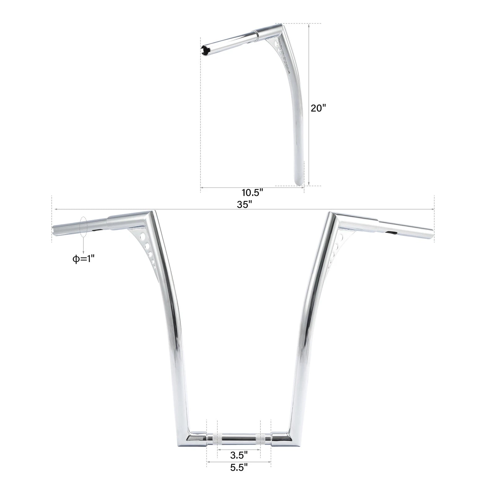 20" Fat 1-1/4" Rise Handlebar for Harley Davidson FLST FXST Dyna Touring