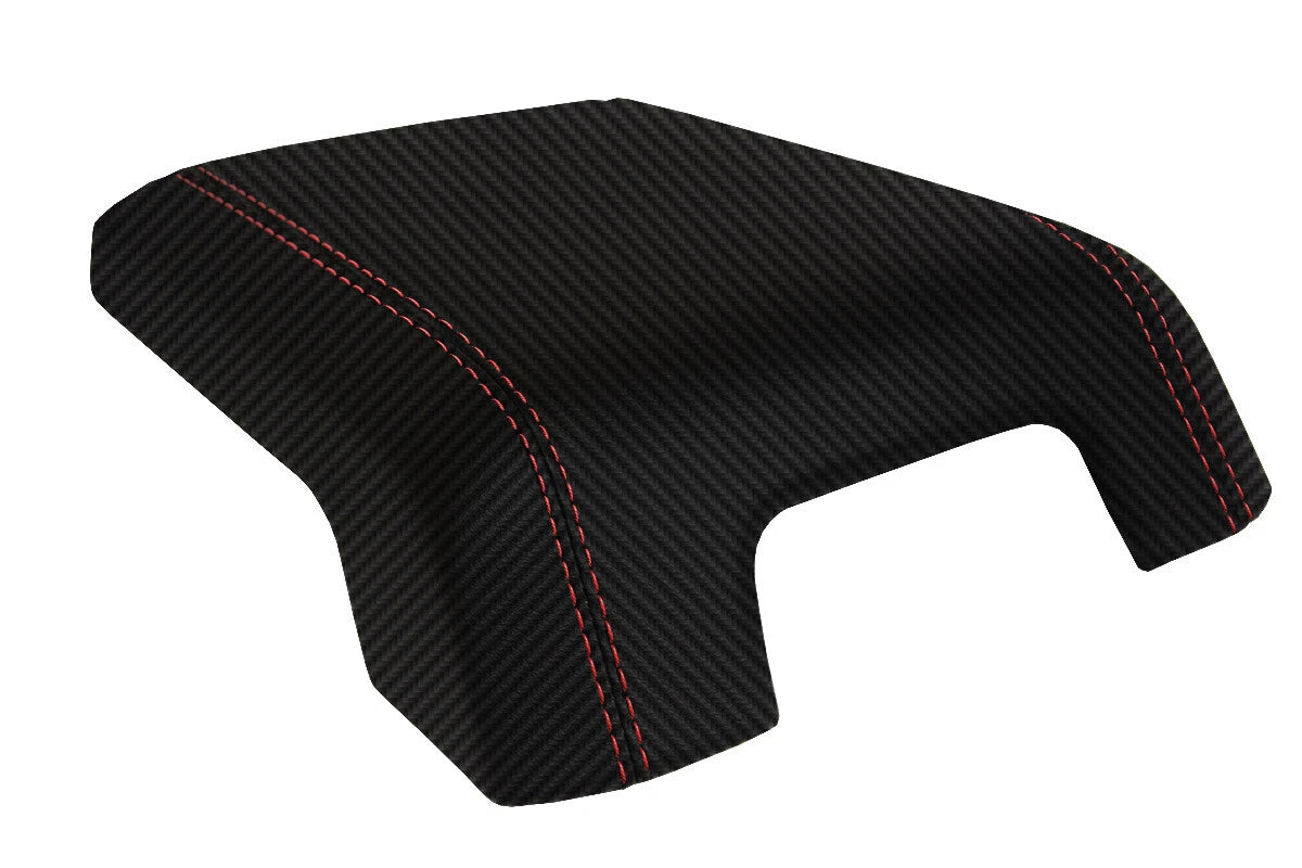 Console Lid Armrest Cover for Ford Super Duty (2011–2016) Carbon Fiber Red Stitch
