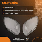 Pair Headlight Lens Cover for Mercedes Benz S-Class W220 (1998–2006)