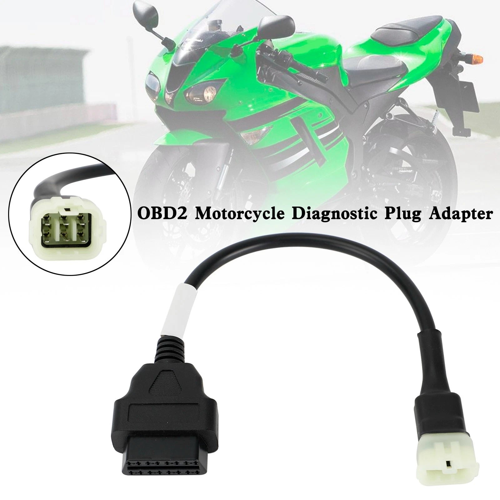 OBD2 6 Pin Diagnostic Plug Adapter for Kawasaki Motorcycle Scooter ATV (N/A)