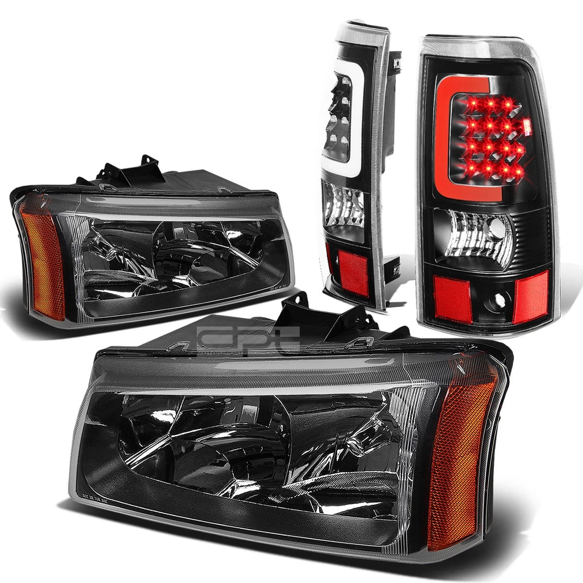 Headlight & Tail Light Set for Chevrolet Silverado (2003–2007) - Black Crystal, 3D LED Bar