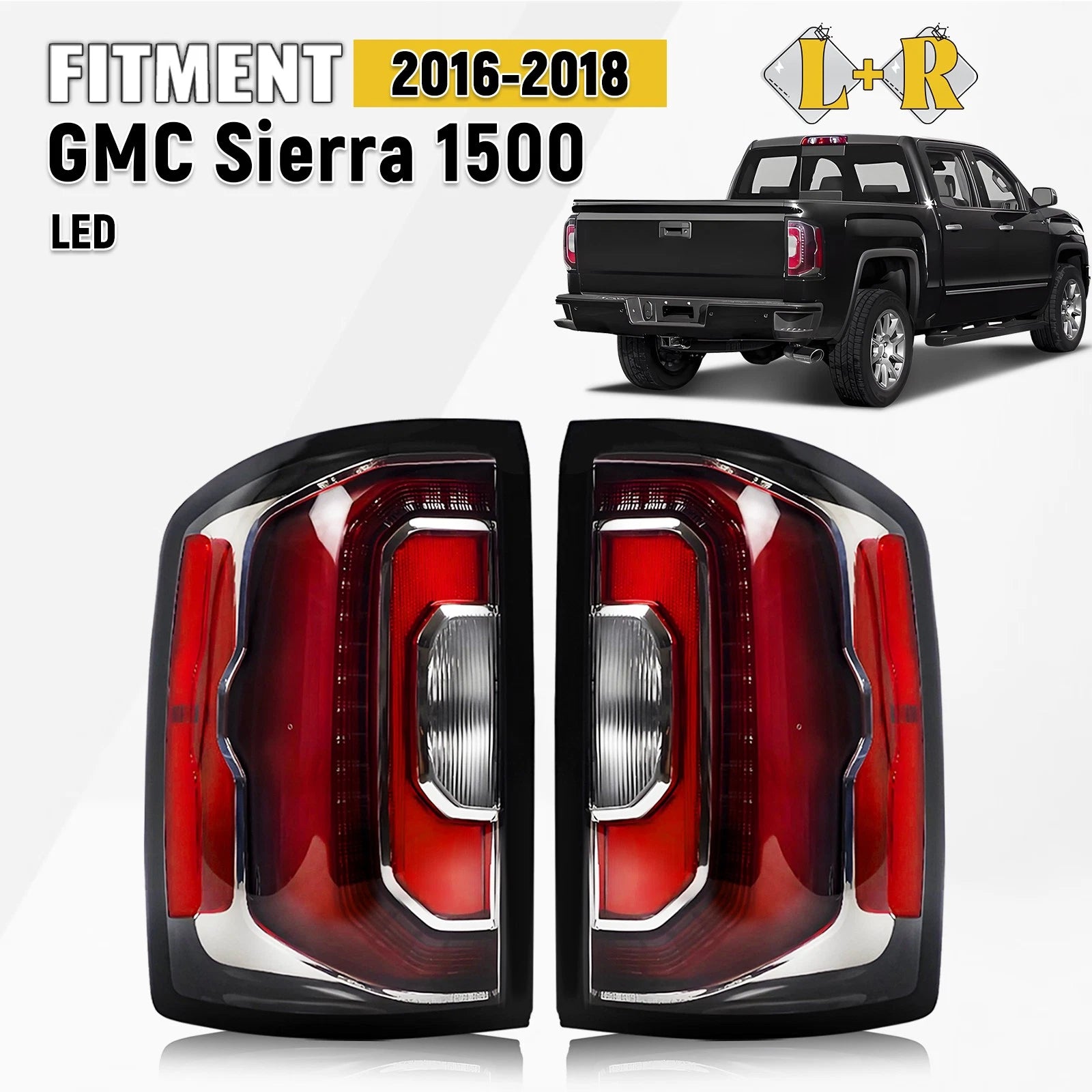 LED Tail Light Brake Pair for GMC Sierra 1500 (2016–2018)