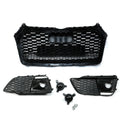 Front Honeycomb Mesh Grill + Fog Lamp Grilles for Audi Q5 SQ5 (2018–2019)
