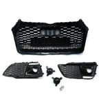 Front Honeycomb Mesh Grill + Fog Lamp Grilles for Audi Q5 SQ5 (2018–2019)