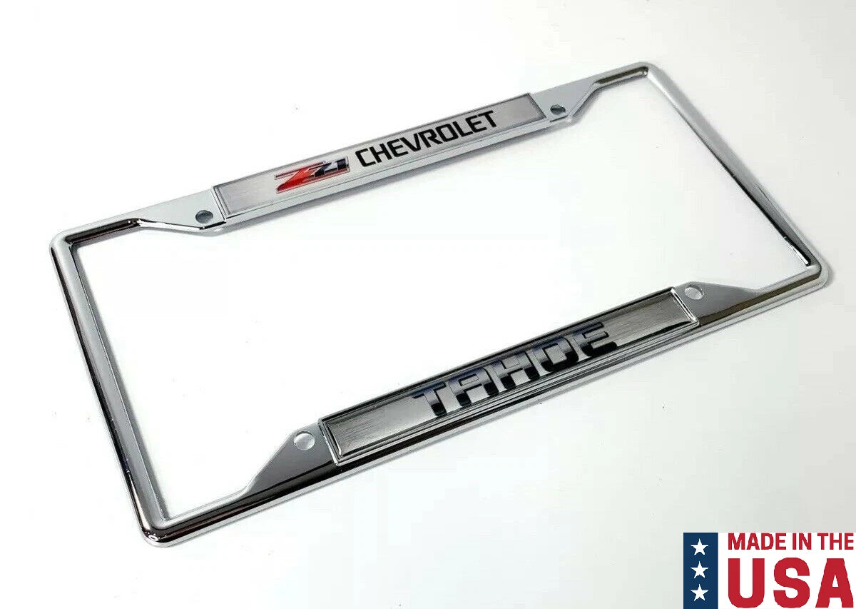 Chrome Metal License Plate Frame with Emblem for Chevy Tahoe Z71 (2015–2025)