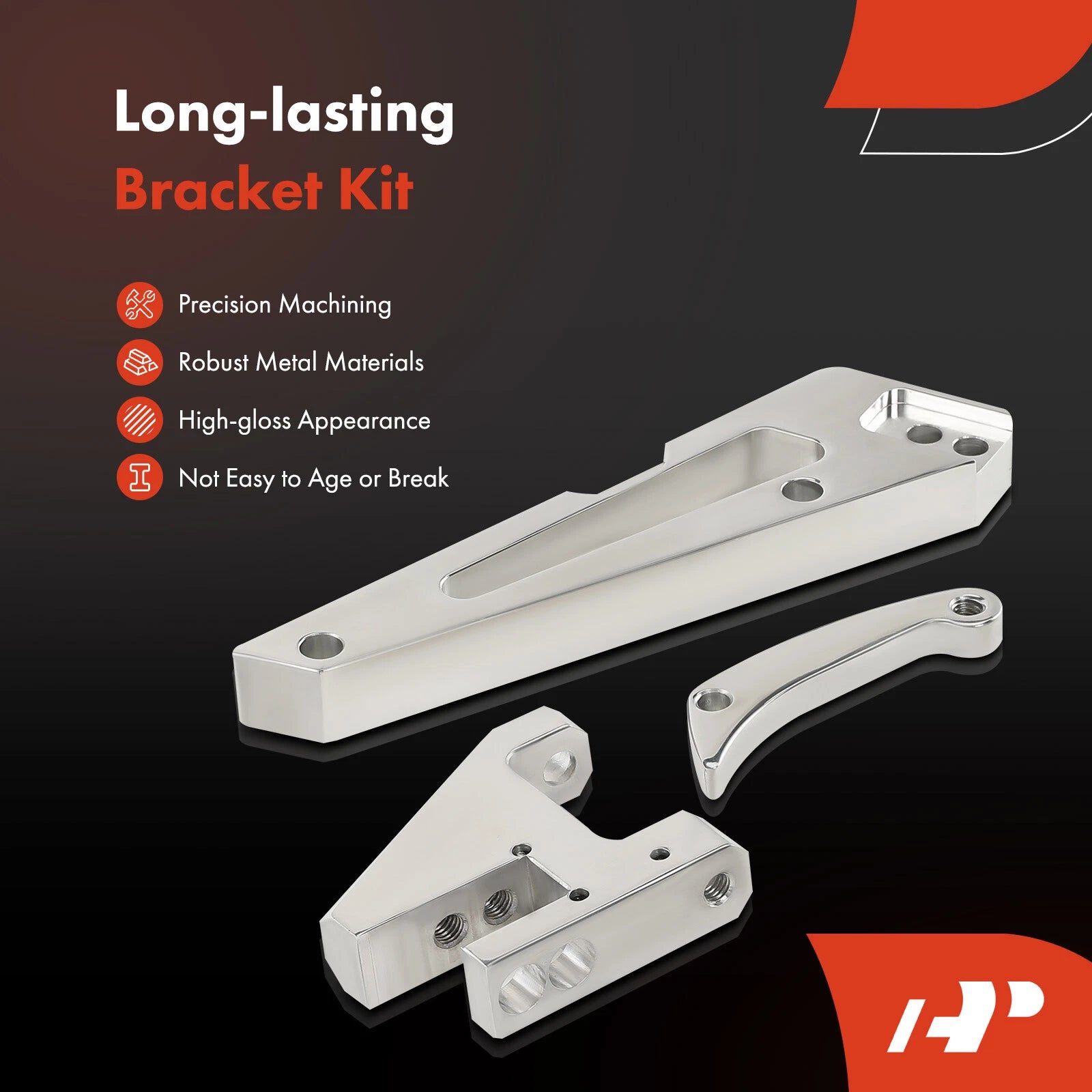 16x Polished Aluminum Alternator Bracket Kit for Chevy (Short Water Pump)