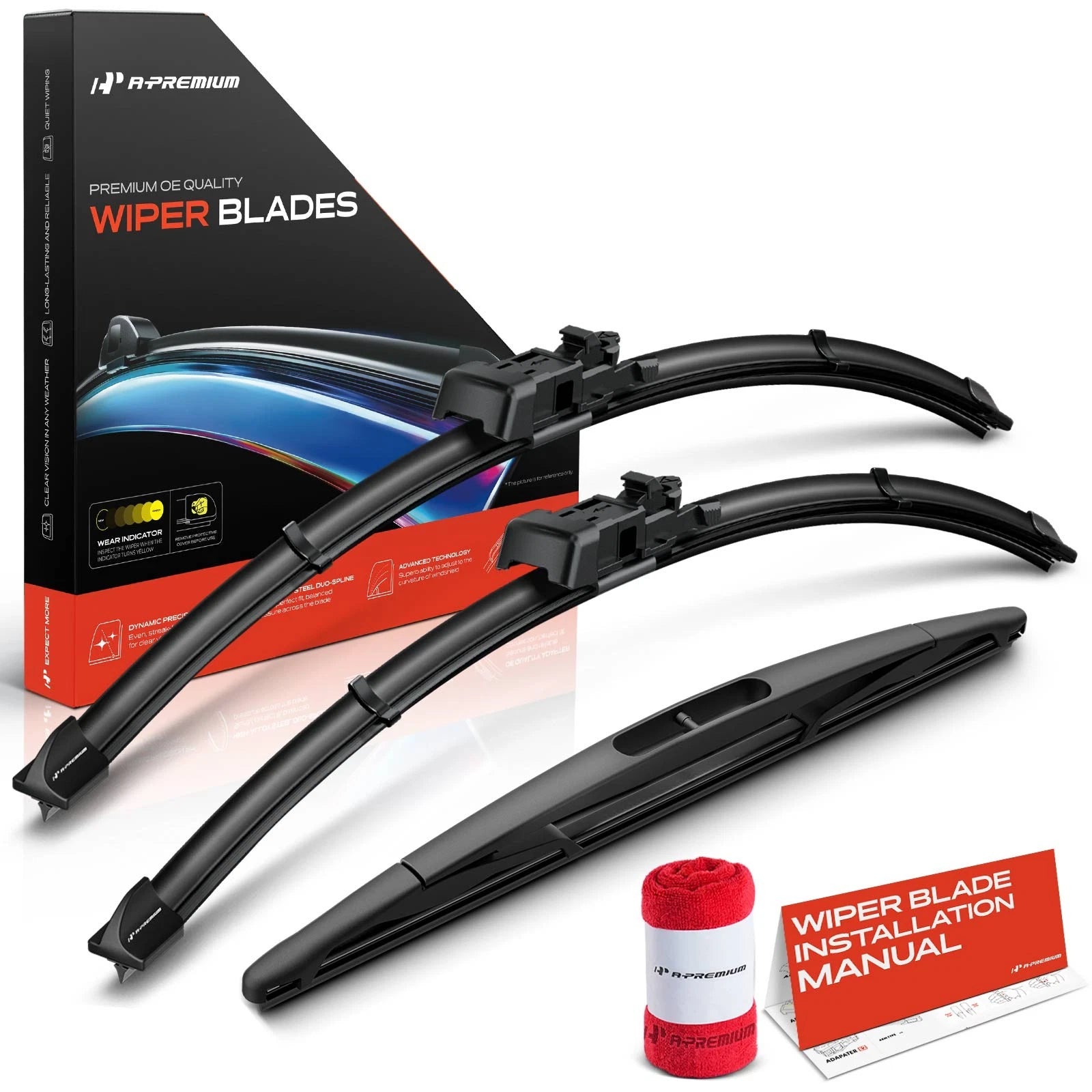 Set of 3 Windshield Wiper Blades for Ford Escape (2008–2012)