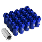 20 Pcs J2 7075 Forged Aluminum M12x1.5 Knurled Lug Nut Kit + Adapter Blue