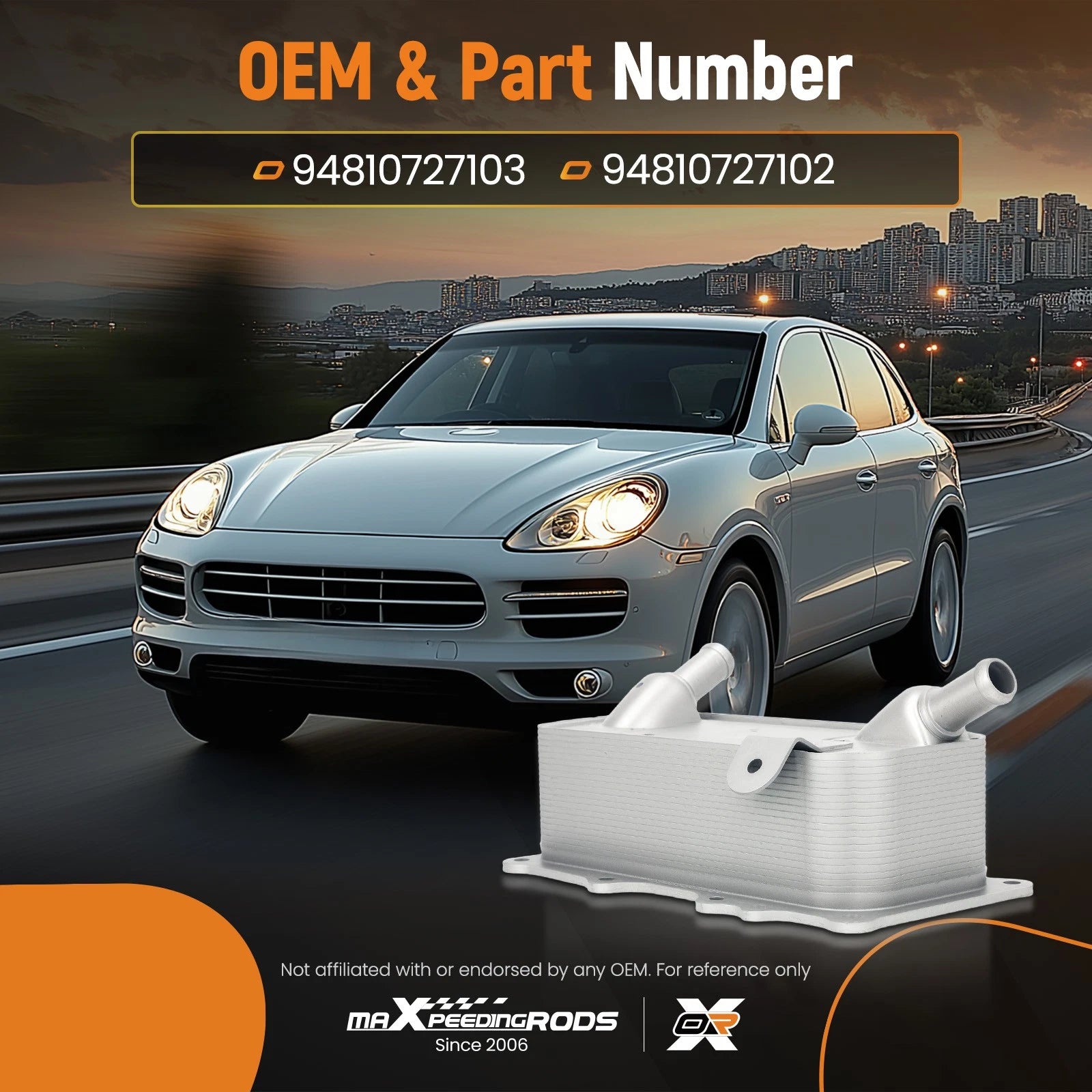 Oil Cooler Silver Aluminum for Porsche Cayenne (2008–2010)