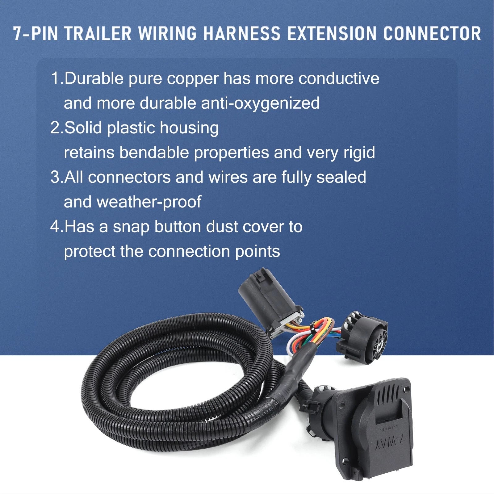 7 Pin Trailer Connector Wiring Harness for Ford F-250 F-350 (2008–2016)
