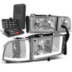 LED DRL Smoked Clear Side Headlight Lamps for Dodge Ram Truck (1994–2002)