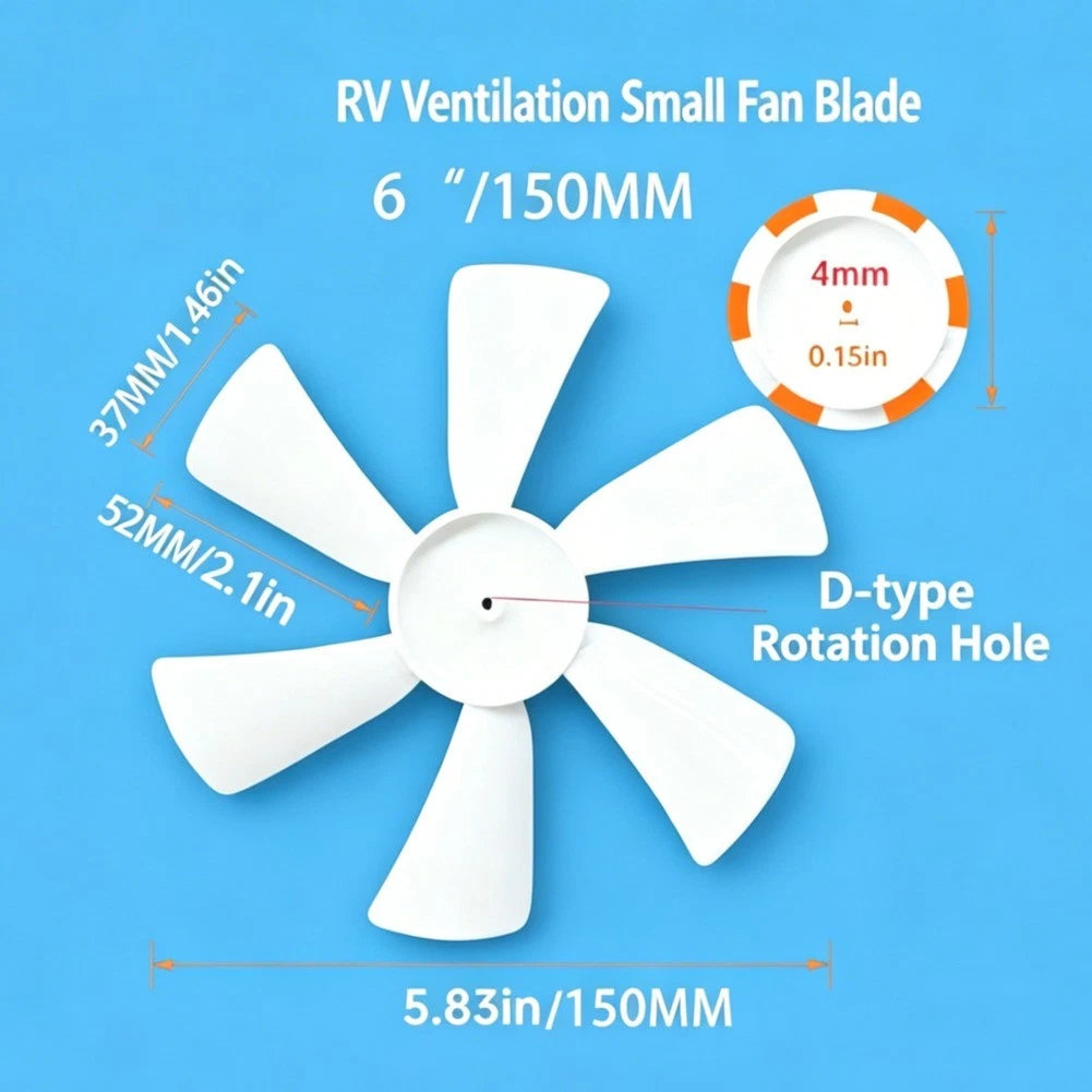 6 Inch RV Ventilation Fan Blades with 12V D Shaft Motor for Jensen Ventline