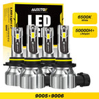 Set of 4 9005 9006 LED Headlight Bulbs for High Low Beam (6500K)