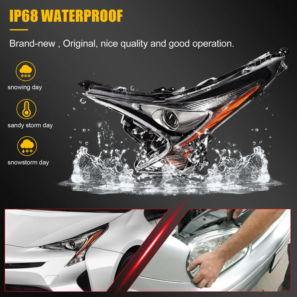 2Pcs LED DRL Headlights for Toyota Prius (2016–2018)