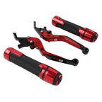 Red Extendable Brake Clutch Levers & Handlebar Grips for Kawasaki ZX1400 (2006-2023)