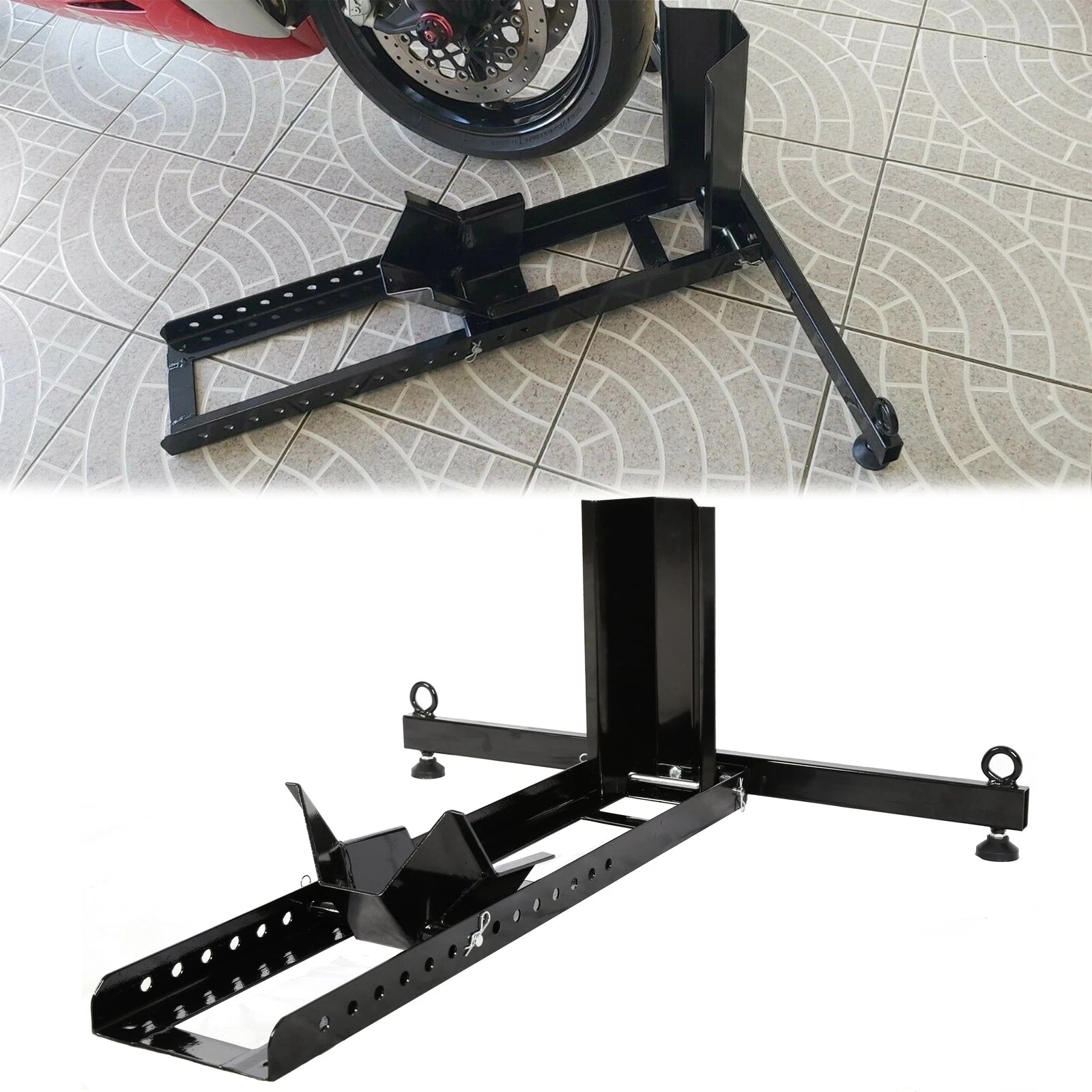 Adjustable Motorcycle Wheel Chock for Upright Support (15"-22" Wheel)