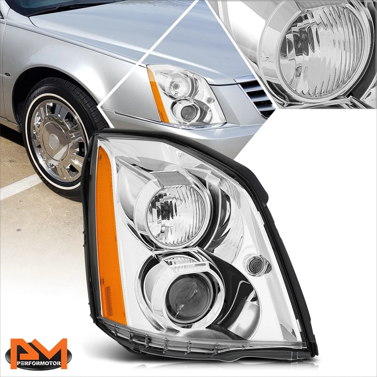 Right Side HID Projector Headlight for Cadillac DTS (2006–2011) Chrome