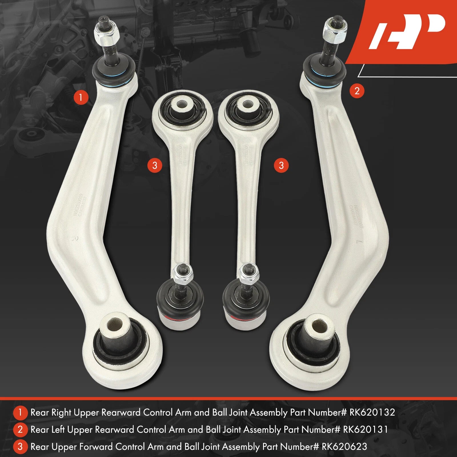 Set of 4 Rear Control Arm Ball Joints for BMW 540i 1997–2003, 525i 2001–2013, 528i, 530i