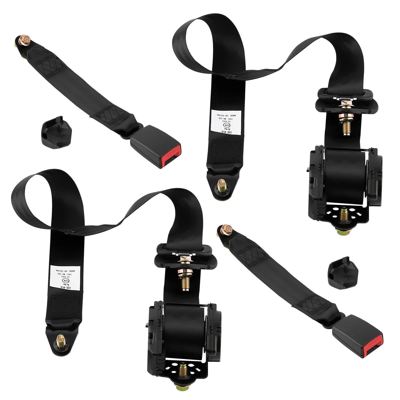 2Pcs Retractable 3 Point Seat Belt Harness for Universal Vehicles