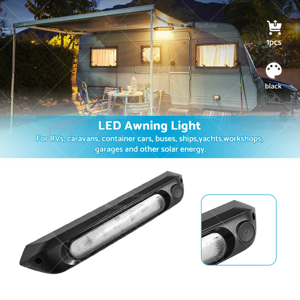 Dual LED Bug Light for Awning (12V) - Amber/White Switch - Black
