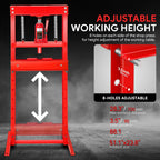 Adjustable Steel H-Frame Hydraulic Floor Press for Garage (12 Ton, 26400 lbs)