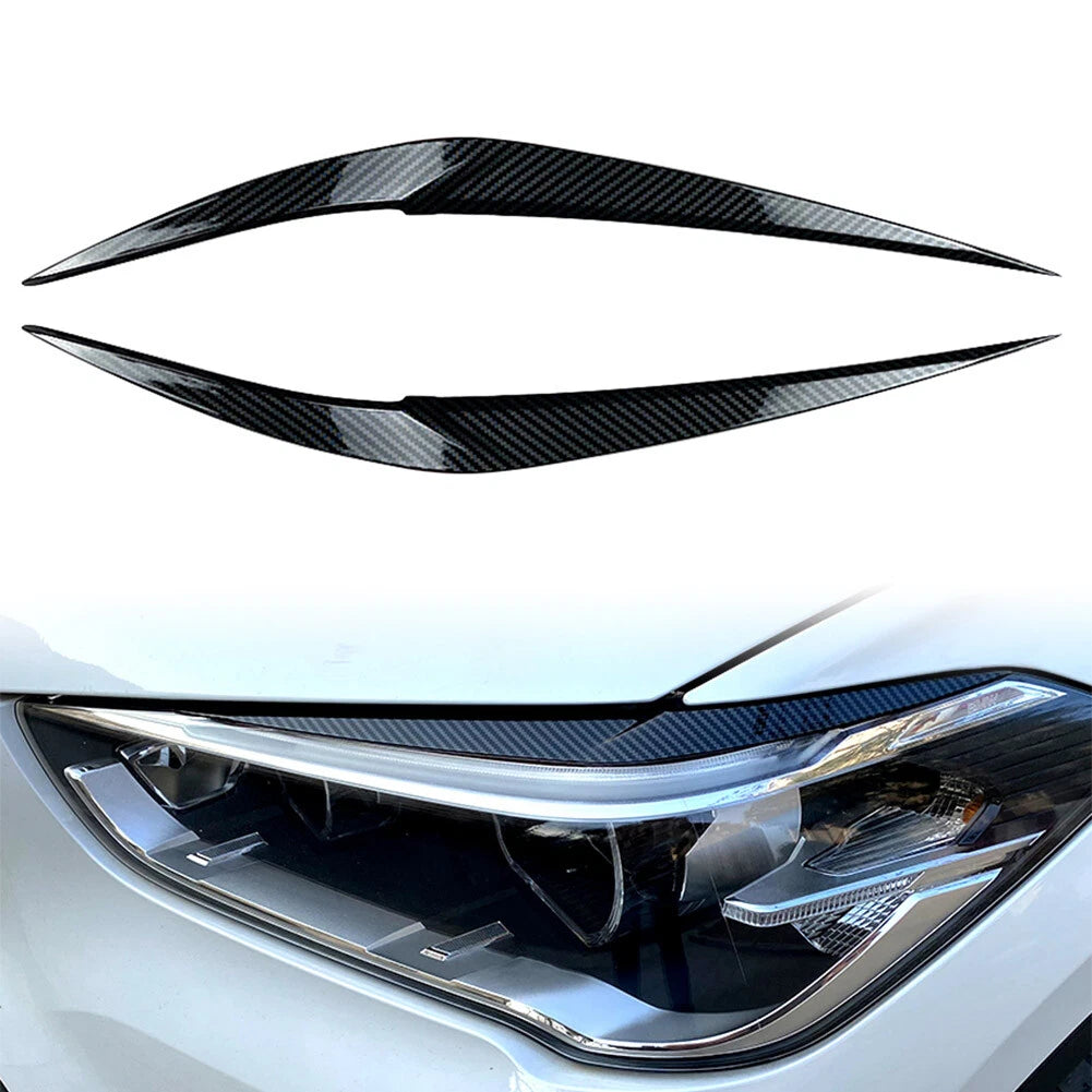2 Pcs Carbon Fiber Look Headlight Eyelid Trim for BMW X1 (2016–2020)
