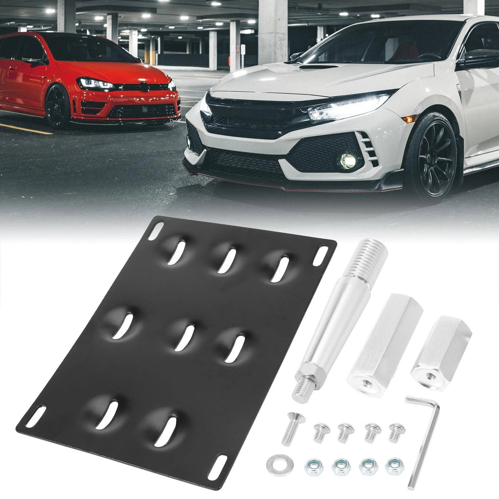 Bumper Tow Hook License Plate Mount Bracket Set for Mitsubishi Lancer (2008–2017)