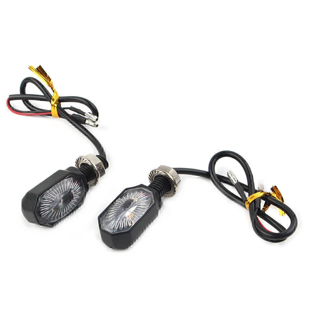 Mini 12V LED Turn Signal Blinker Lights for Motorcycle - Amber