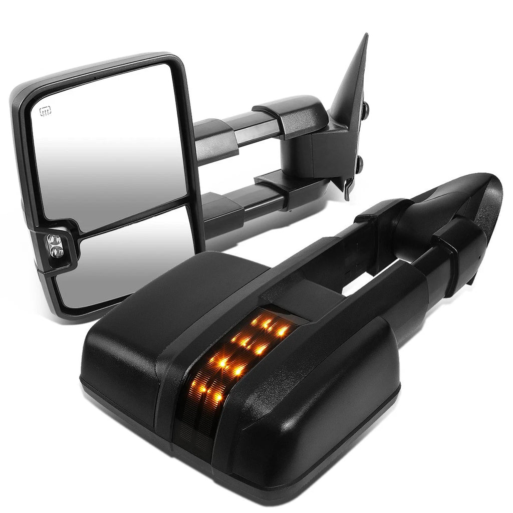 Powered Towing Mirror Set for Chevy Silverado (2003–2007) - Black, Heat, LED Signal