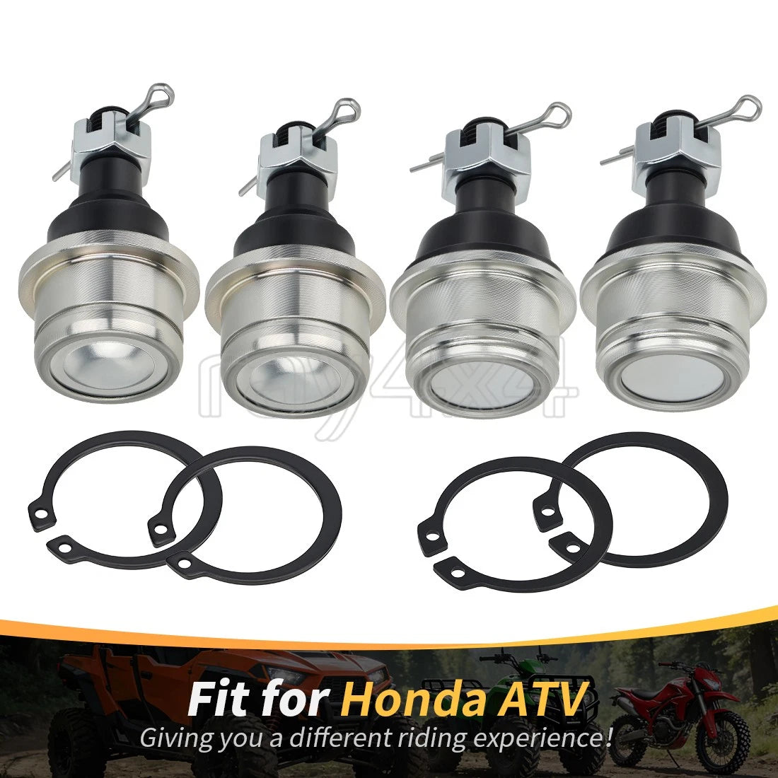 Set of 4 Upper & Lower Ball Joints for Honda Rancher TRX 350 400 420 (2000–2019)
