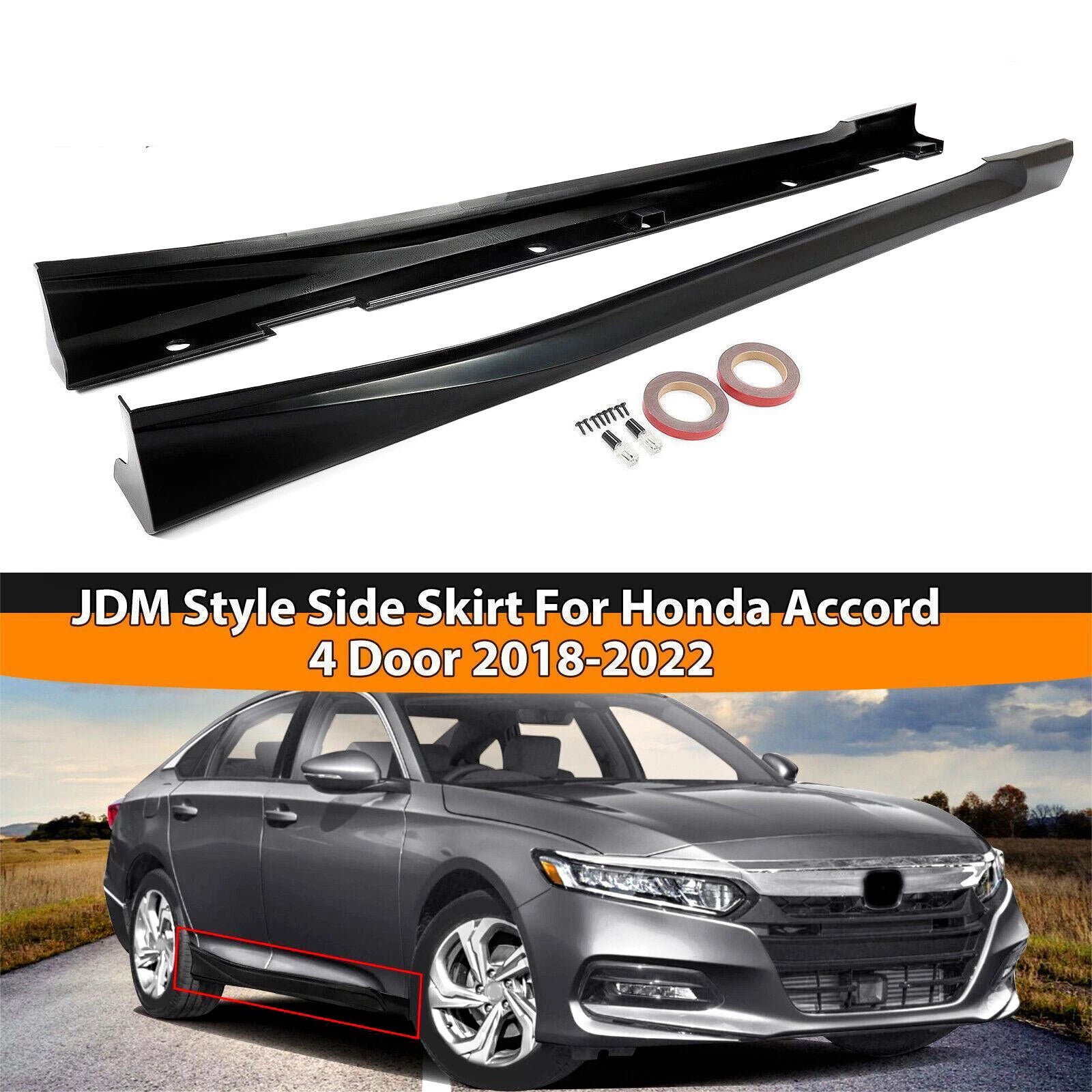 Add-on Side Skirts Extensions for Honda Accord 4 Door (2018–2022)